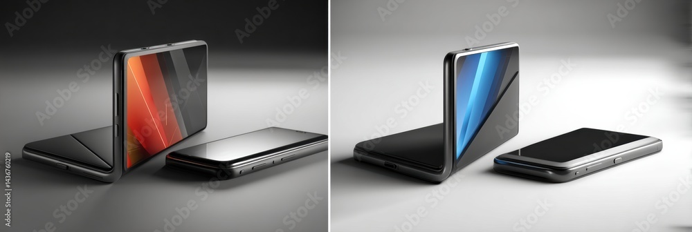 Poster folded phone seamlessly transforms into a sleek wearable device showcasing innovative technology des