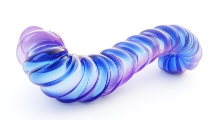 Abstract blue glass swirl, studio shot, white background, design element