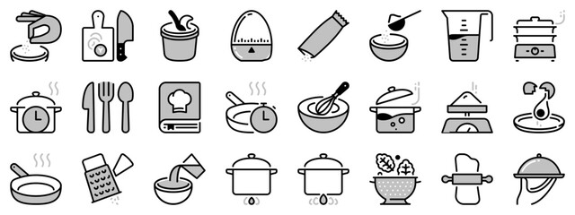 Icons in two tones about cooking
