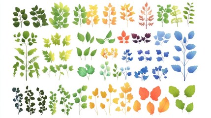Colorful Leaves arranged in a Pattern for Graphic Design, Education,  and Background