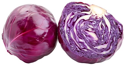 Fresh Red Cabbage Isolated on White Background for Culinary Use