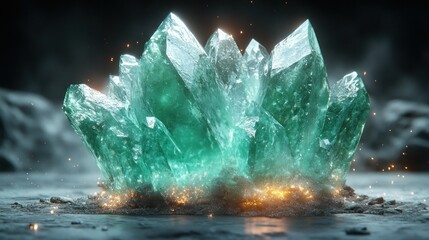 Obraz premium Emerald crystal cluster erupting
