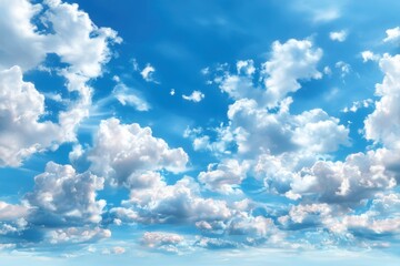 Fototapeta premium Fluffy clouds in a bright blue sky