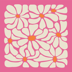 Abstract flowers and geometric shapes hand drawn elements. Abstract contemporary modern trendy vector illustration. Perfect for posters, instagram posts, stickers.