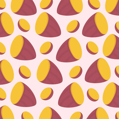 Simple flat style sweet potato seamless pattern, food textile, wrapping paper, and kitchen decoration design