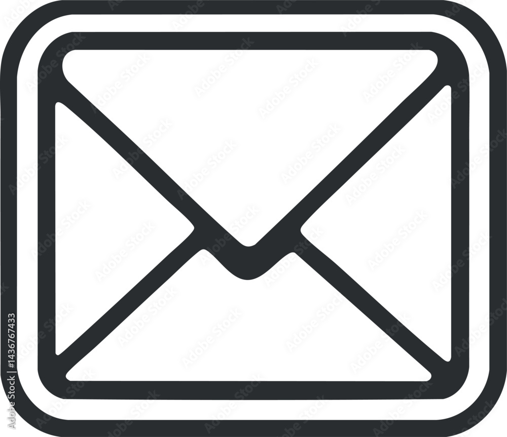 Poster simple envelope icon representing email or mail message for communication and messaging services