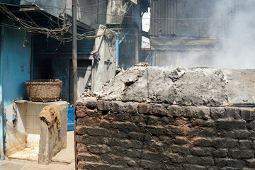 pottery at the dharavi slum in mumbai, india