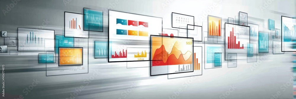 Poster marketing dashboard displays interactive data insights for effective decision making in a digital en