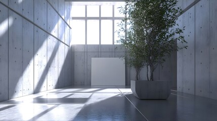 Obraz premium Modern Minimalist 3D Rendering of an Empty Room with Natural Light