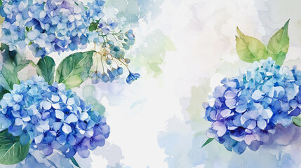 watercolor botanical Hydrangea flowers texture template background.Elegant wedding invitation card background . Minimal hand painted Design for wedding or Valentine's Day
