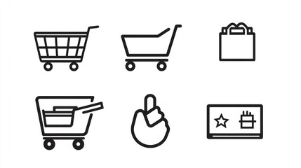 Online shopping cart icons, website design elements