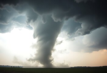 very large cloud in the sky over a field
