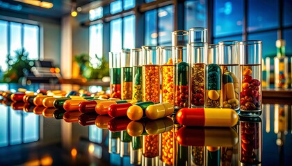 Witness the organized chaos of capsules on a surface.  