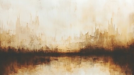 Naklejka premium Abstract cityscape painting warm tones