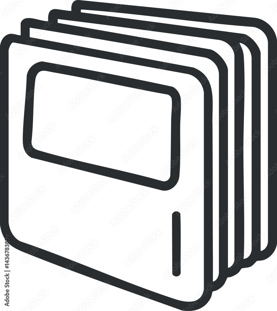Poster outline icon of a closed notebook with multiple pages for writing or sketching purposes