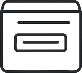 Simple black and white icon of a web browser window with two horizontal lines representing content.
