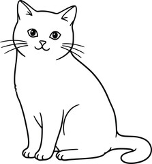 Monochrome Cat Vector Illustration