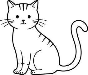 Monochrome Cat Illustration - Simple Vector Art