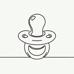 Simple oneline art drawing of a pacifier for baby boy or baby girl 
