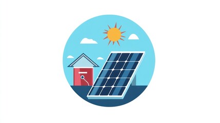 Solar Panel Home Illustration for Renewable Energy