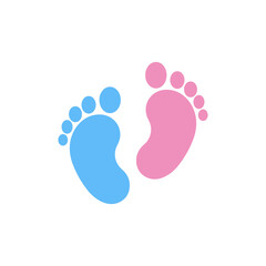 Baby footprint blue and pink. Cute blue and pink footprints represent a celebration of new life and baby joy. Vector illustration 