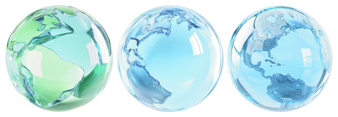 PNG Vibrant translucent globe designs, element set on transparent background