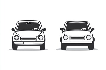 Fototapeta premium Classic car front view, illustration, white background, design element