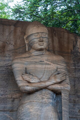 Gal Vihara, four magnificent Buddha statues carved from a single granite slab in ancient Polonnaruwa, Sri Lanka