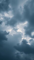 Obraz premium plane flying through a cloudy blue sky