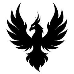 Fototapeta premium Phoenix Bird Silhouette Vector Illustration with Spread Wings