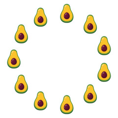 Round frame of ripe avocado. Vector illustration