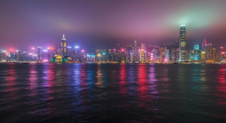 Hong Kong Skyline at Night (Photo)