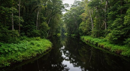 Fototapeta premium River Through Lush Forest - Photo