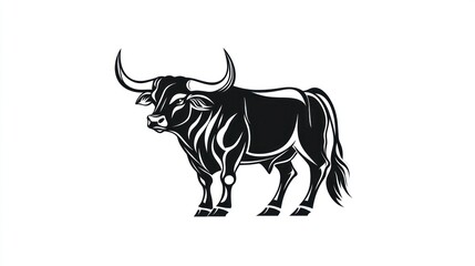 Fototapeta premium Black and white bull graphic (1)