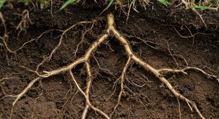 Fototapeta premium Plant Roots in Soil Photo