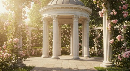 Obraz premium Romantic Garden Gazebo Illustration