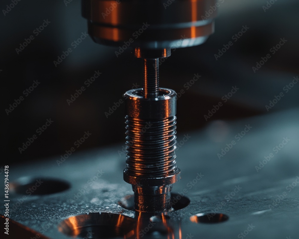 Poster close-up of a cnc machine precision cutting a metallic component, showcasing intricate details and c