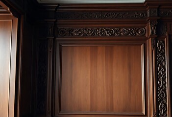 Obraz premium wood paneled wall with a window above it