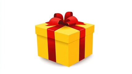 Fototapeta premium Gift Box, Yellow, Ribbon, Isolated