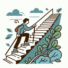 vector illustration of people climbing stairs