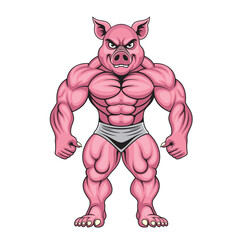 strong pig mascot vector illustration design