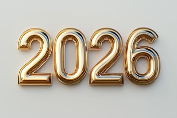 Stylish golden 2026 text render designed for celebration and promotion of the upcoming year