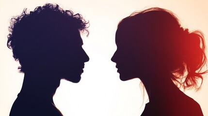 Fototapeta premium Silhouetted male and female couples face each other. Gender concept design.