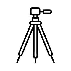 Tripod icon in outline style for photography, videography, and stability concept