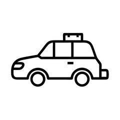 Fototapeta premium Car with luggage icon in outline style for travel, transportation, and vacation concept