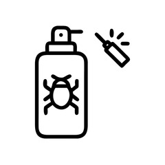 Obraz premium Bug spray icon with insect illustration in outline style for pest control and outdoor protection concept