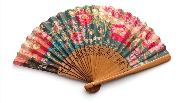 Spanish Abanico fan, traditional and cultural accessory isolated on white. 