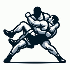 cartoon vector illustration of wrestling sport
