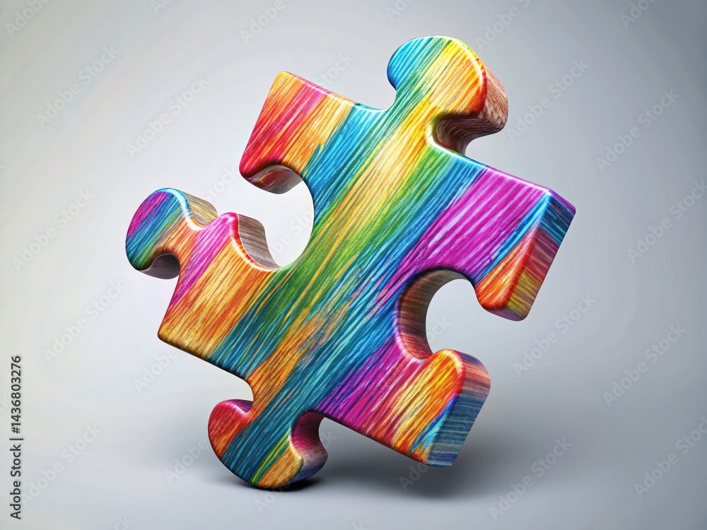 Poster 3d puzzle pieces: colorful abstract doodle style offset fill background with copy space