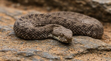 Snake on rock, photo